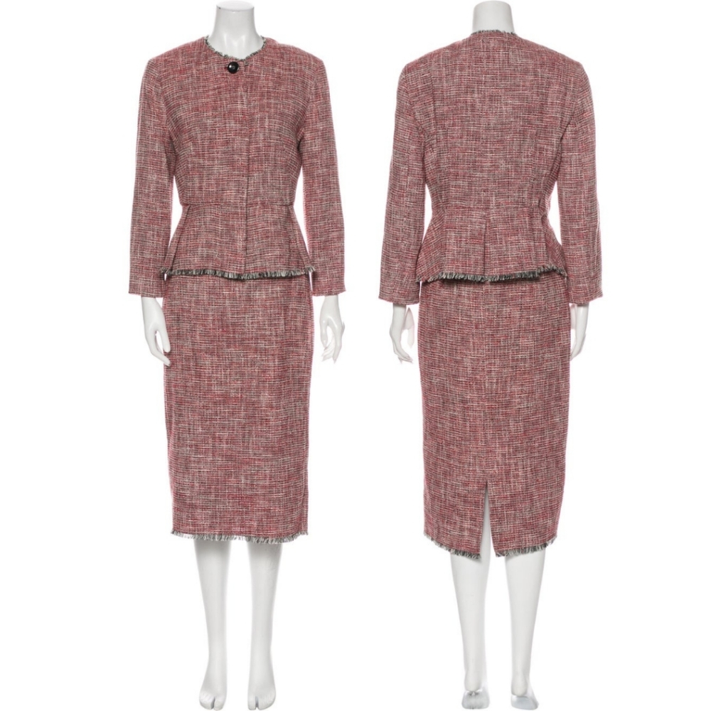 🌹NEW- Cesilia Tweed Pleated Peplum Jacket & Skirt